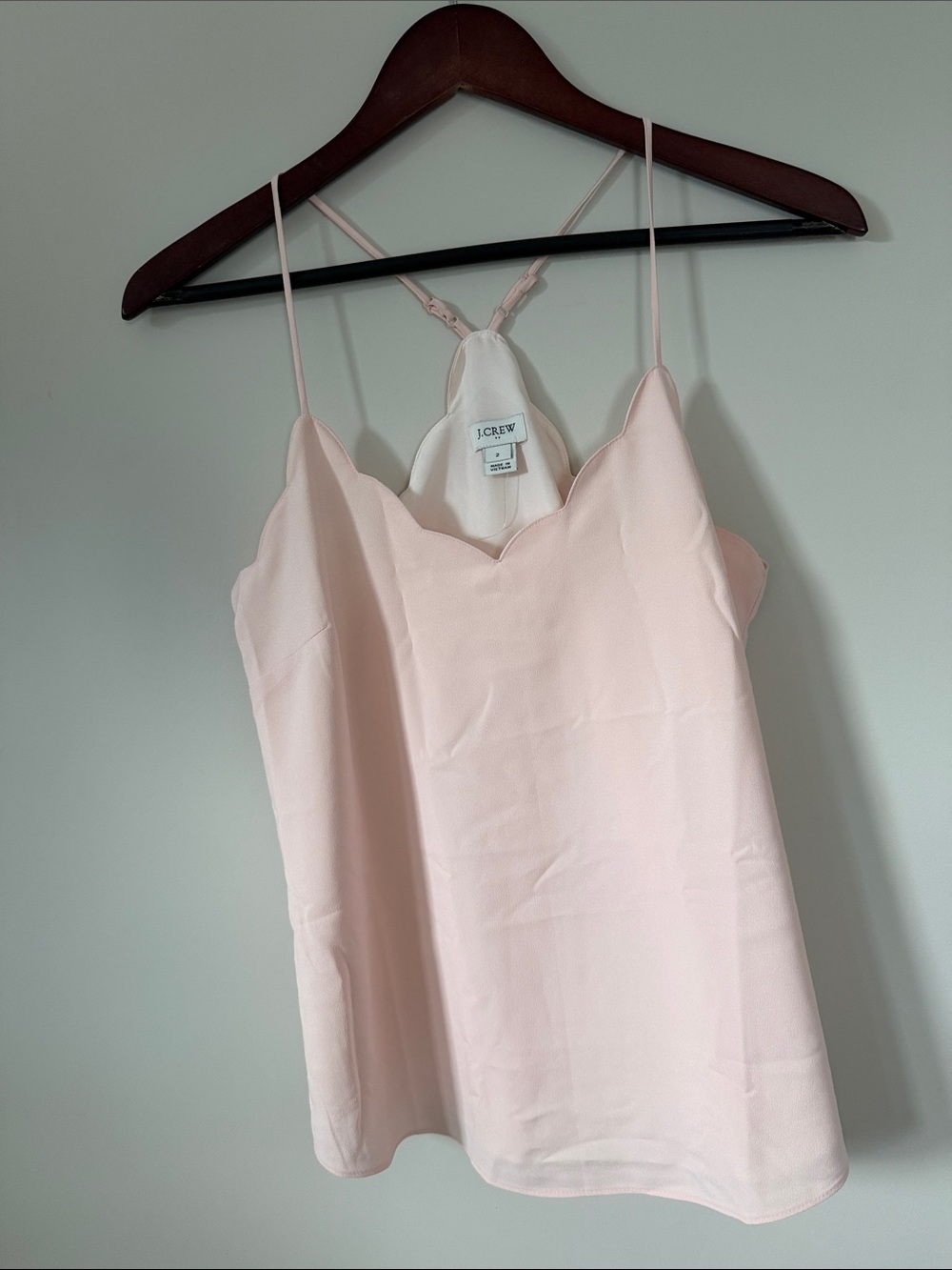 J. Crew Pale Pink Scallop-Edge Spaghetti Strap Camisole